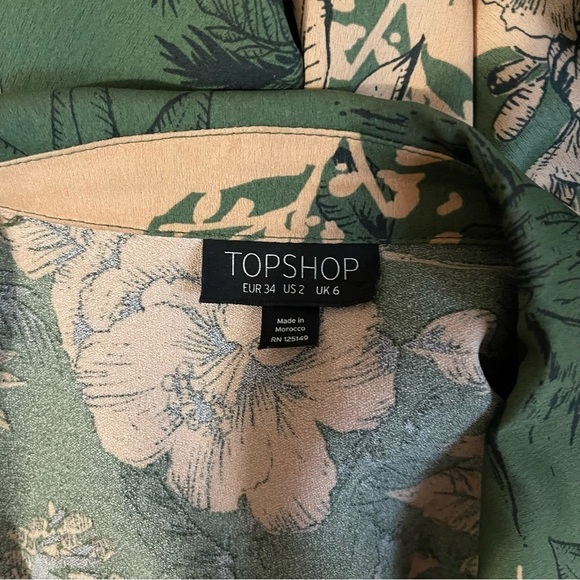 Topshop Green/Beige 4 Button Tropical Blazer - Picture 8 of 10